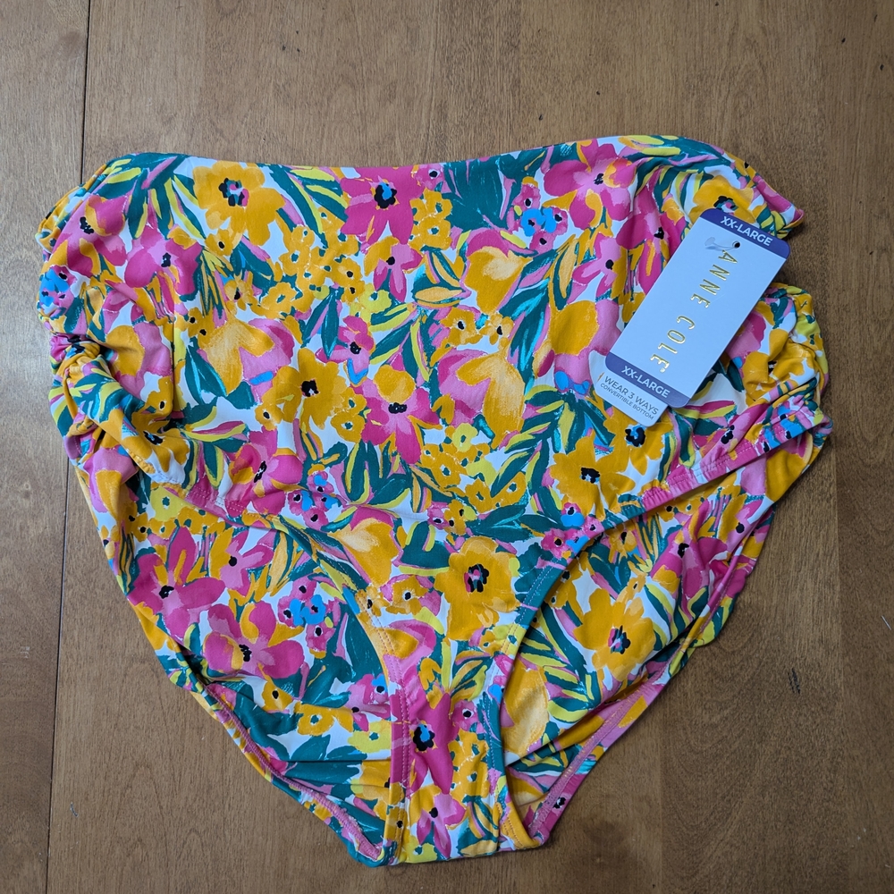 3/$14 NWT Anne Cole Floral High-Waist Bikini Bottom